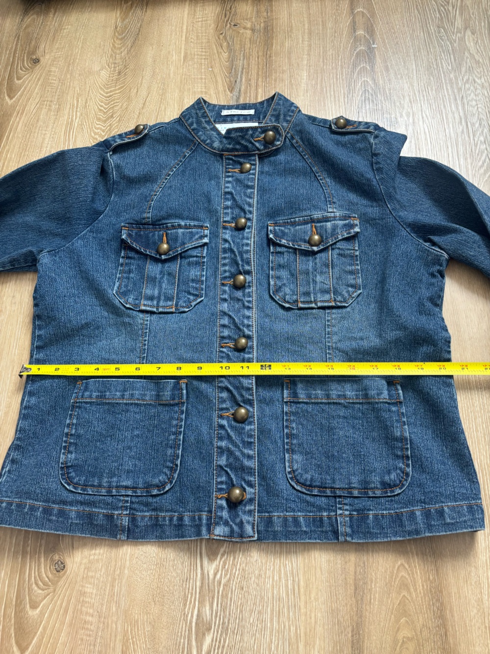 Vintage Y2K Military Style Utility Denim Jacket Womens - Picture 4 of 6